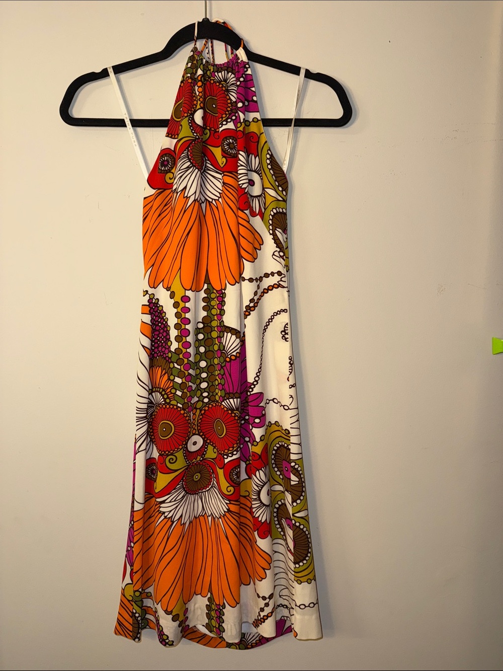 Trina Turk Vibrant Floral Halter Dress in Orange, Pink & Green - Picture 6 of 7
